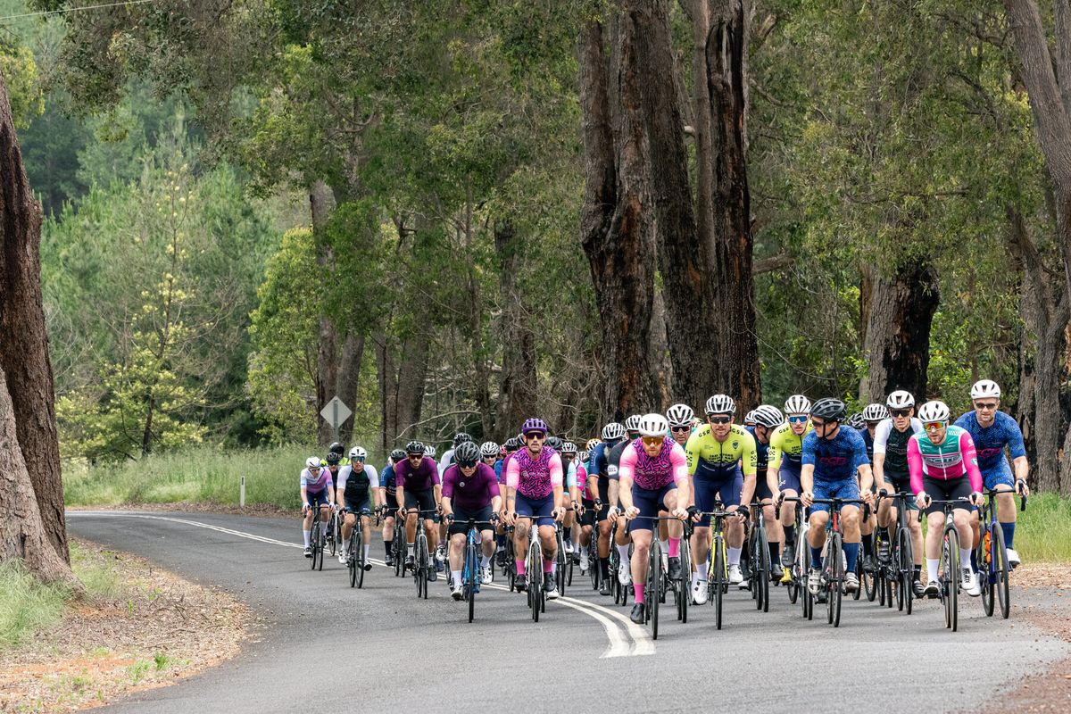 On Form Physio team riding in a group cycling event