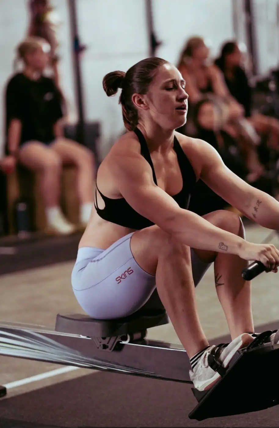Steph from Athletes Edge on the rowing machine
